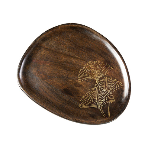 Wooden with Brass Serving Platter